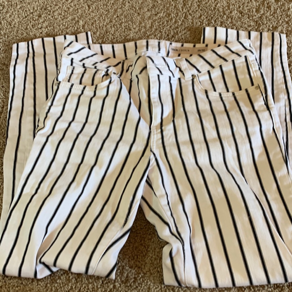 ASOS White and black striped cotton jeans